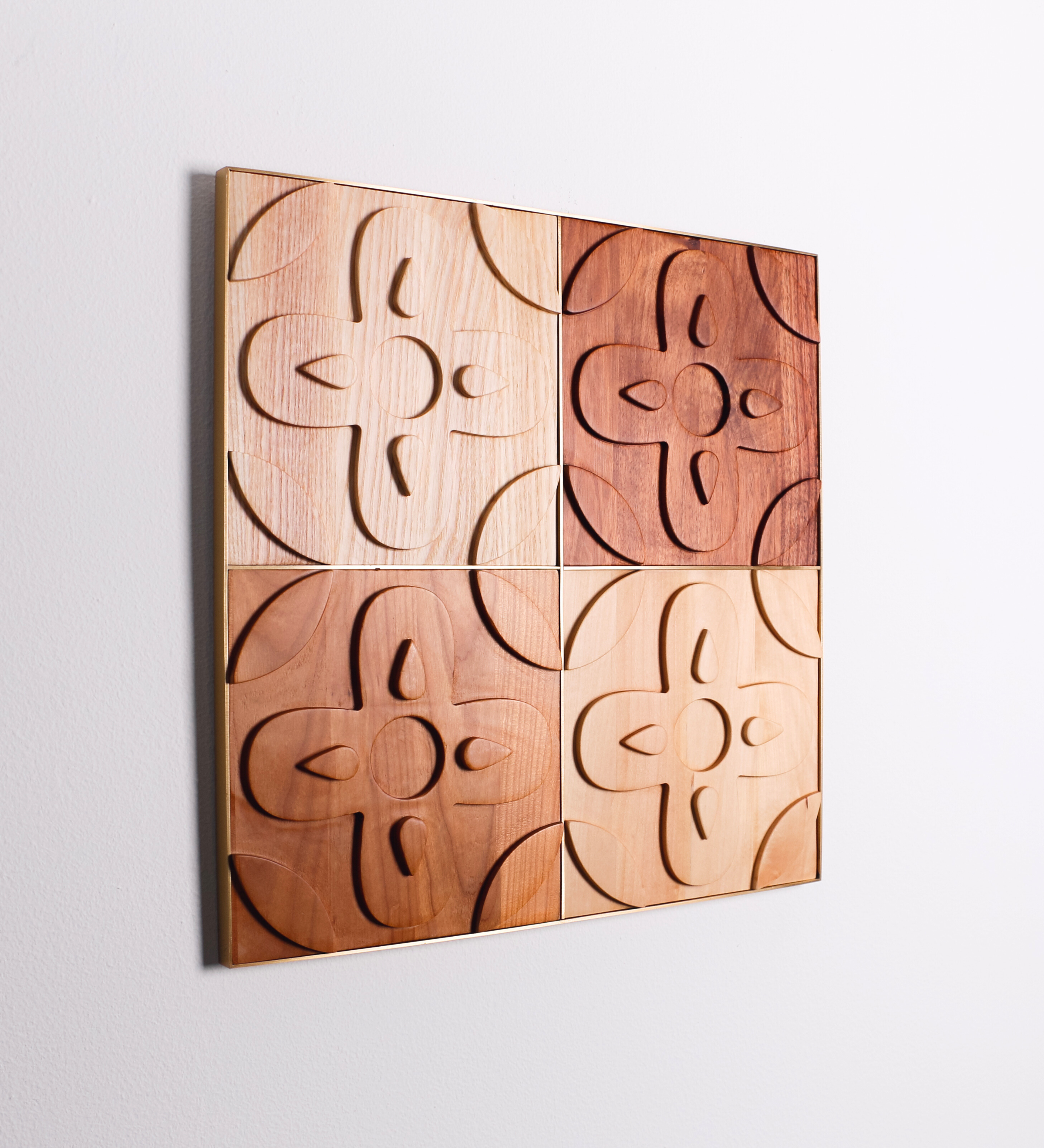 2x2 Chacota Panel | Mixed Woods and Brushed Brass