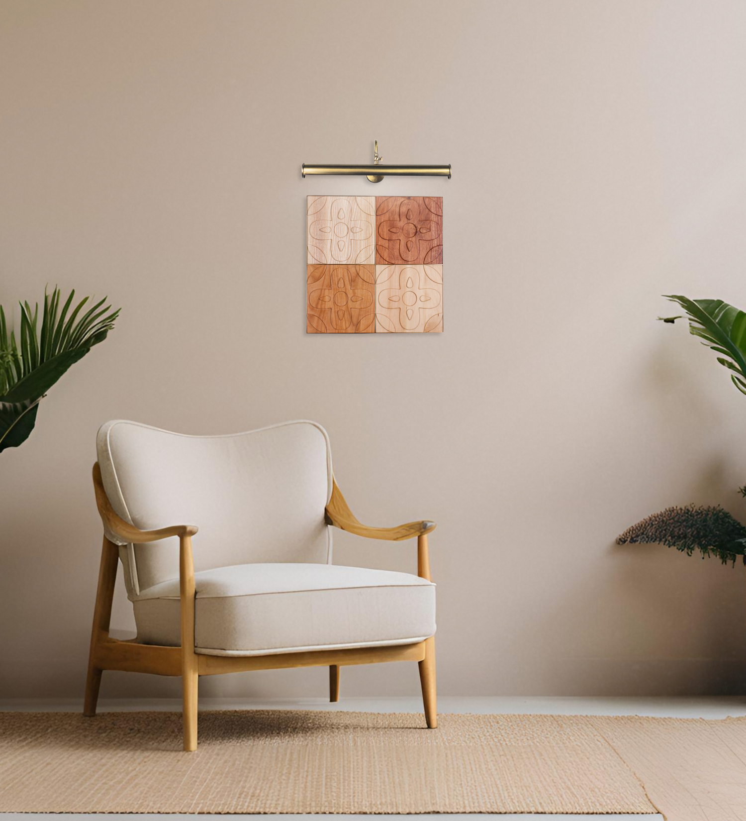 2x2 Chacota Panel | Mixed Woods and Brushed Brass